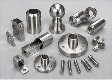 Stainless steel railing hardware, fittings and accessories